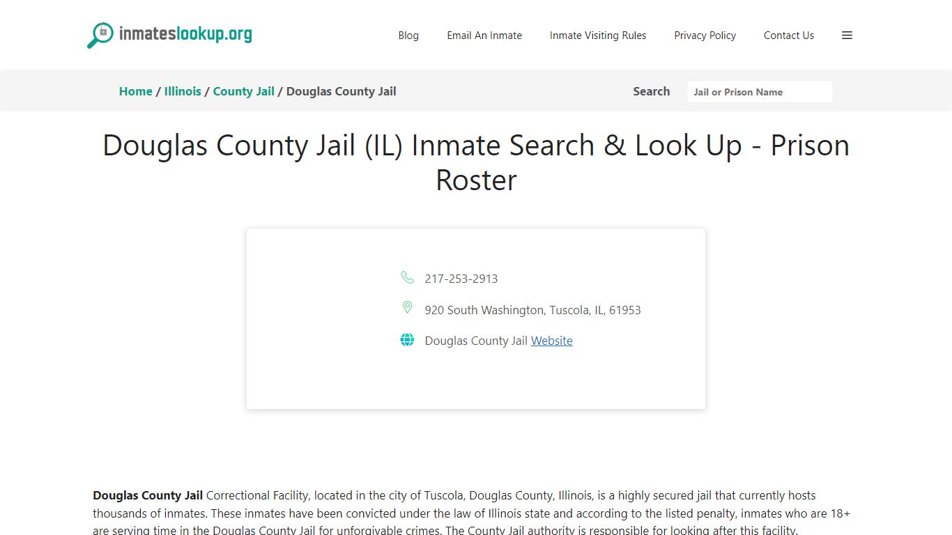 Douglas County Jail (IL) Inmate Search & Look Up - Prison Roster
